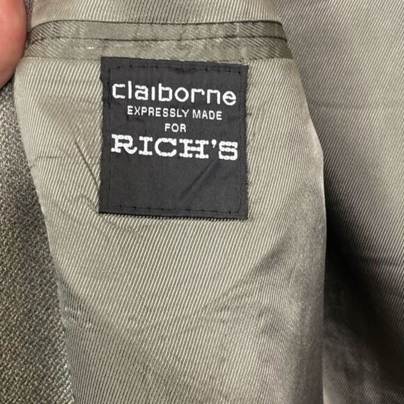 Claiborne Mens Wool Silk Sport Coat Blazer Tan Brown Weave Single Breast Sz 44R - Picture 8 of 8